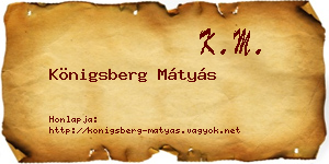 Königsberg Mátyás névjegykártya